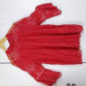 Shannon Ford New York Red Lace Elegant Dress Top Holidays  Sz.2X